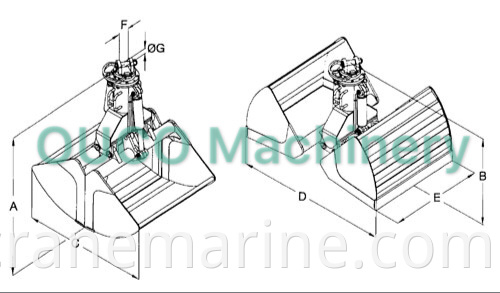 clamshell hydraulic coal grab for excavator with remote control